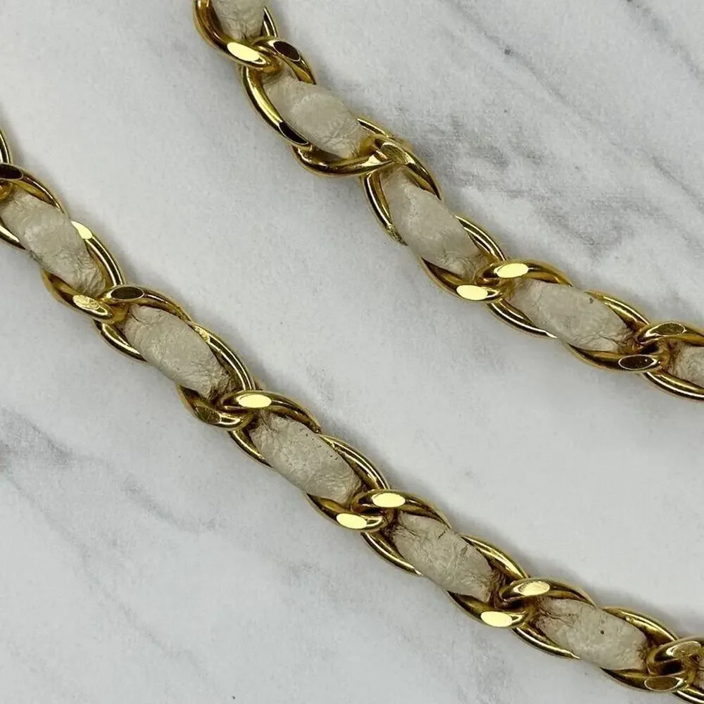 Faux Leather Woven Gold Chain Belt Double Hook Y2K Style Extra Small/Small ✨
